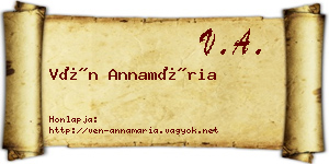 Vén Annamária névjegykártya